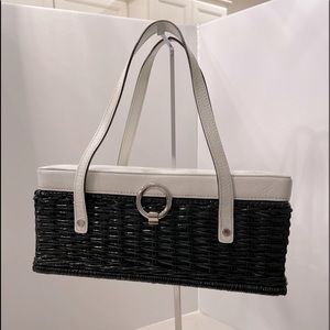 Kate Spade Rectangular Black / White Leather and Straw Handbag. EUC Gr8 4 summer